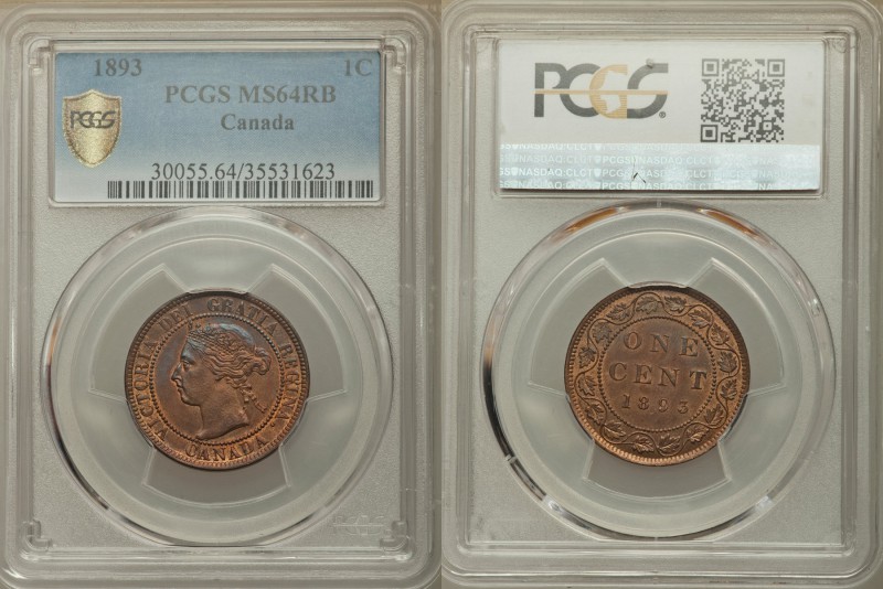 Victoria Cent 1893 MS64 Red and Brown PCGS, Royal Canadian Mint in Ottawa, KM7. ...