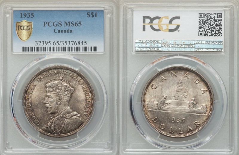 George V Dollar 1935 MS65 PCGS, Royal Canadian Mint, Ottawa, KM30. Bust left / V...