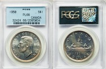 George VI Prooflike Dollar 1950 PL66 PCGS, Royal Canadian Mint in Ottawa, KM46. Head left, modified left legend / Voyageur, date and denomination belo...