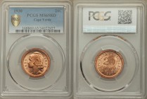 Portuguese Colonial 20 Centavos 1930 MS65 Red PCGS, KM3. Denomination at center, date below / Liberty head left. From A Special Selection of World Coi...