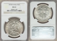 Republic Peso 1876-So MS63 NGC, Santiago mint, KM142.1. Plumed arms within wreath / Condor with wings spread and shield. From A Special Selection of W...