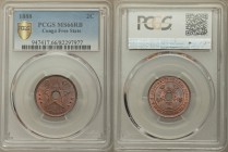 Leopold II 2 Centimes 1888 MS66 Red and Brown PCGS, KM2. Crowned monograms circle center hole / Center hole within star. From A Special Selection of W...