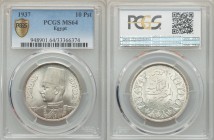 Farouk 10 Piastres AH 1356 (1937) MS64 PCGS, British Royal mint, KM367. From A Special Selection of World Coins

HID09801242017