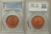 Russian Duchy. Nicholas II 10 Pennia 1917 MS65 Red PCGS, KM18. Imperial double eagle holding royal orb and scepter, shield on breast within circle. / ...