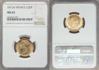 Napoleon gold 20 Francs 1813-A MS62 NGC, Paris mint, KM695.1, Fr-511. Laureate head left / Denomination within wreath. From A Special Selection of Wor...