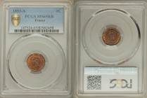 Napoleon III Pair of Certified Centimes MS65 Red and Brown PCGS, 1) Centime 1853-A - Paris mint, KM775.1 2) Centime 1853-BB - Strasbourg mint, KM775.3...