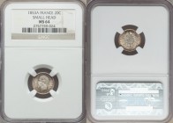 Napoleon III 4-Piece Lot of Certified 20 Centimes NGC, 1) 20 Centimes 1853-A - MS64 2) 20 Centimes 1853-A - MS63 3) 20 Centimes 1854-A - MS63 4) 20 Ce...