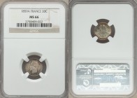 Napoleon III 20 Centimes 1859-A MS66 NGC, Paris mint, KM778.1. Edge: Reeded. Head left / Denomination within wreath. From A Special Selection of World...