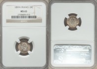 Napoleon III 20 Centimes 1859-A MS65 NGC, Paris mint, KM778.1. Edge: Reeded. Head left / Denomination within wreath. From A Special Selection of World...