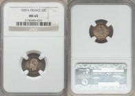 Napoleon III 3-Piece Lot of Certified 20 Centimes 1859-A NGC, 1) 20 Centimes 1859-A - MS65 2) 20 Centimes 1860-A - MS64 3) 20 Centimes 1860-A - MS65 P...