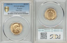 Napoleon III gold 20 Francs 1860-A MS64 PCGS, Paris mint, KM781.1, Gad-1061. Head right / Denomination within wreath. From A Special Selection of Worl...