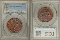 Republic 10 Centimes 1900 MS65 Red and Brown PCGS, Paris mint, KM843. Liberty head right / Republic protecting her child. From A Special Selection of ...
