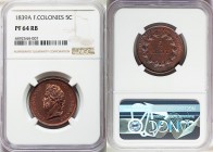 Louis Philippe I Proof 5 Centimes 1839-A PR64 Red and Brown NGC, Paris mint, KM12, Lec-308, Gad-36. Laureate head left / Denomination within wreath Fr...