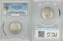 French Colony. Louis XVIII 10 Centimes 1818-A MS63 PCGS, Paris mint, KM-A1, Lec-30. Crowned monogram / Denomination within circle. From A Special Sele...