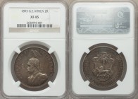 German Colony. Wilhelm II 2 Rupien 1893 XF45 NGC, KM5. Armored bust left / Shielded arms, date below. We note that this exact piece realized $1410 inc...
