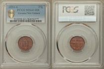 German Colony. Wilhelm II Pfennig 1894-A MS64+ Red and Brown PCGS, Berlin mint, KM1. NEU-GUINEA COMPAGNIE above crossed palm branches / Denomination w...