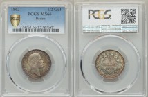 Baden. Frederich I 1/2 Gulden 1862 MS66 PCGS, KM243. Head right / Denomination and date within wreath. From A Special Selection of World Coins

HID098...
