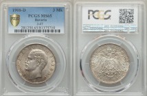 Bavaria. Otto 3 Mark 1908-D MS65 PCGS, Munich mint, KM996, J-47. Head left / Crowned imperial eagle, shield on breast. From A Special Selection of Wor...