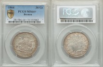 Bremen. Free City 36 Grote (1/2 Taler) 1864 MS64+ PCGS, KM243. Crowned cornered arms with supporters / Denomination within wreath. From A Special Sele...