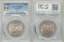 Bremen. Free City 2 Mark 1904-J MS65 PCGS, KM250. Key on crowned shield with supporters / Crowned imperial eagle, shield on breast, date at right, den...