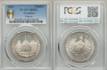Frankfurt. Free City Taler 1863 MS63 PCGS, KM372. Frankfurt eagle / Frankfurt city hall "RÖMER." From A Special Selection of World Coins

HID098012420...