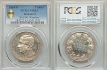 Hannover. Georg V Taler 1865-B MS63 PCGS, Hannover mint, KM241. Head left / Inscription and date within laurel wreath. This coin was given to veterans...
