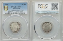 Hesse-Darmstadt. Ludwig III 6 Kreuzer 1866 MS66 PCGS, KM346, J-58. Crowned square arms / Denomination and date within wreath. Virtually flawless gem. ...