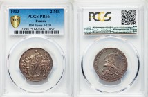 Prussia. Wilhelm II Proof 2 Mark 1913-A PR66 PCGS, Berlin mint, KM532, J109. Eagle with snake in talons, denomination below / Figure on horseback surr...