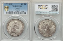 Saxony. Friedrich August III 2/3 Taler 1790-IEC MS64 PCGS, Dresden mint, KM1022. Head right / Electors cap above arms on double eagle's breast, value ...