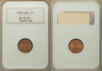 Wilhelm II Pfennig 1875-A MS65 Red NGC, Berlin mint, KM1. Small crowned imperial eagle with shield on breast / Denomination, date. From A Special Sele...