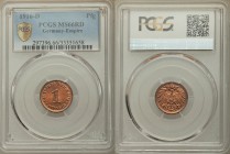 Wilhelm II Pfennig 1916-D MS66 Red PCGS, Munich mint, KM10. Denomination, date at right / Large crowned imperial eagle with shield on breast. From A S...