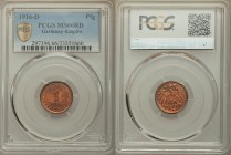 Wilhelm II Pair of Certified Pfennigs 1916-D PCGS, 1) Pfennig - MS65 Red 2) Pfennig - MS66 Red Munich mint, KM10. From A Special Selection of World Co...