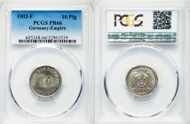 Wilhelm II Proof 10 Pfennig 1902-F PR66 PCGS, Stuttgart mint, KM12. Denomination, date at right / Large crowned imperial eagle with shield on breast. ...