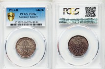 Wilhelm II Proof Mark 1903 PR66 PCGS, Munich mint, KM14. Denomination within wreath / Crowned imperial eagle with shield on breast. From A Special Sel...
