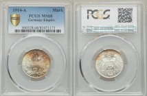 Wilhelm II Mark 1914-A MS68 PCGS, Berlin mint, KM14. Denomination within wreath / Crowned imperial eagle with shield on breast. From A Special Selecti...