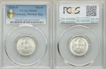Weimar Republic Mark 1924-A MS65 PCGS, Berlin mint, KM42. Denomination above date / Eagle. From A Special Selection of World Coins

HID09801242017