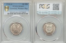 Weimar Republic Reichsmark 1926-A MS64+ PCGS, Berlin mint, KM44, Jaeger 319. Eagle above date / Denomination within wreath. From A Special Selection o...