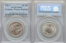 Weimar Republic 2 Reichsmark 1926-A MS65 PCGS, Berlin mint, KM45, Jaeger 320. Eagle above date / Denomination within wreath. From A Special Selection ...