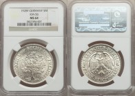 Weimar Republic 5 Reichsmark 1928-F MS64 NGC, Stuttgart mint, KM56. Eagle within circle, denomination below / Oaktree divides date. Krause lists at $7...