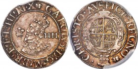 Charles I Groat ND (1638-42) AU55 PCGS, Aberystwyth Mint, S-2893, N-2338. Crowned bust left / Oval garnished shield. Excellent sharp portrait. From A ...