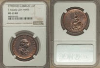 George III 1/2 Penny 1799-SOHO MS65 Red and Brown NGC, Soho mint, KM647, SCBC 3778. Laureate bust right / Britannia seated left. From A Special Select...