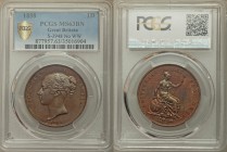 Victoria Penny 1858 MS63 Brown PCGS, KM739, S-3948 (Ornamental trident ). Head left / Britannia seated right. Large date without W.W. on truncation; S...