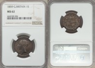 Victoria Shilling 1859 MS62 NGC, KM734.1, S-3904. High relief Edge: Reeded. Head right / Crown above denomination within wreath. From A Special Select...