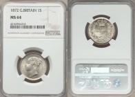 Victoria Shilling 1872 MS64 NGC, KM734.2, S-3906A, ESC 1324. Low relief. Edge: Reeded. Head left / Crown above denomination within wreath. From A Spec...
