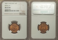 Victoria Farthing 1862 MS65 Red and Brown NGC, KM747.2, S-3958, small 8. Draped bust left / Britannia seated right. From A Special Selection of World ...