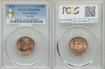 Victoria Farthing 1873 MS64 Red PCGS, KM747.2, S-3958. Draped bust left / Britannia seated right. From A Special Selection of World Coins

HID09801242...