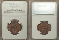 Victoria 1/2 Penny 1860 MS65 Red and Brown NGC, KM748.2, S-3956, Beaded border. Laureate bust left / Britannia seated right. From A Special Selection ...