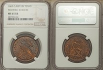 Victoria Penny 1860 MS65 Red and Brown NGC, KM749.1, S-3950. Toothed borders. Bust left / Britannia seated right. From A Special Selection of World Co...