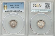 Victoria 3 Pence 1888 MS66 PCGS, KM758, S-3931. Bust left wearing small crown and veil / Crowned denomination divides date within wreath. From A Speci...