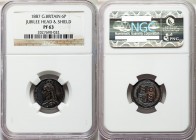 Victoria Proof 6 Pence 1887 PR63 NGC, KM759, S-3928, ESC-1753. Edge: Reeded. Bust left wearing small crown and veil / Crowned arms within Garter. From...